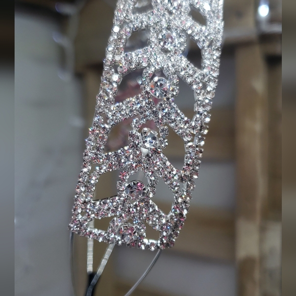 Luxury Natasha rhinestone headband wide silver wedding bridesmaid valentines - Picture 7 of 14
